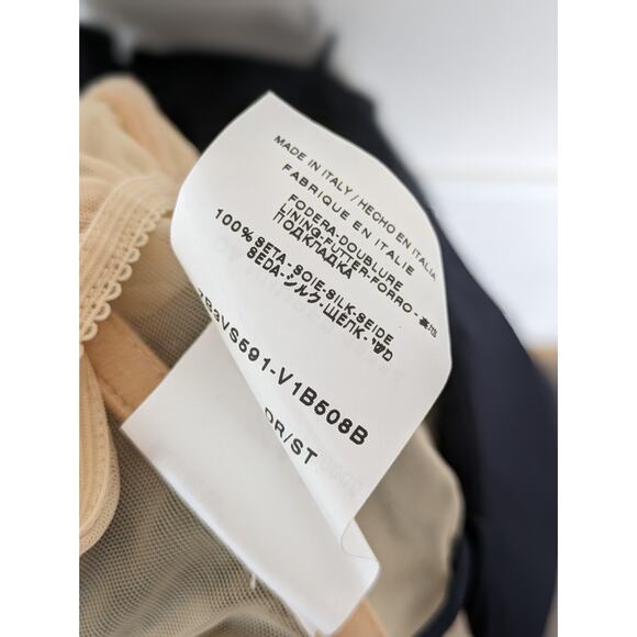 Valentino Dress Formal Bow Ruffle Satin Trim Evening Navy Blue Vintage Size 10 - Picture 13 of 15